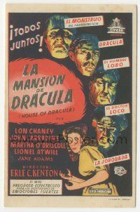8s350 HOUSE OF DRACULA Spanish herald '48 great art of classic monsters, Dracula & Frankenstein!