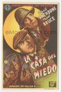 8s351 HOUSE OF FEAR Spanish herald '46 Basil Rathbone as Sherlock Holmes, Nigel Bruce as Watson!