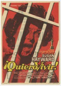 8s361 I WANT TO LIVE Spanish herald '59 Mac art of Susan Hayward as Barbara Graham behind bars!