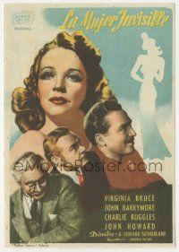 8s372 INVISIBLE WOMAN Spanish herald '43 Virginia Bruce, John Barrymore, sexy silhouette art!
