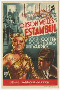 8s388 JOURNEY INTO FEAR Spanish herald '42 different art of Orson Welles & sexy Dolores Del Rio!