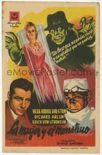 8s399 LADY & THE MONSTER Spanish herald '44 different art of deranged madman, from Donovan's Brain!