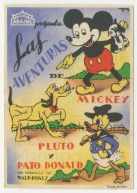 8s408 LAS AVENTURAS DE MICKEY PLUTO Y PATO DONALD Spanish herald '50s different Disney cartoon art!