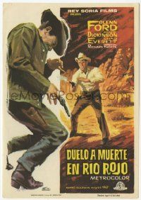 8s410 LAST CHALLENGE Spanish herald '67 art of cowboy Glenn Ford shooting bad guy in duel!