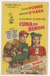 8s430 LONG GRAY LINE Spanish herald '54 Tyrone Power carrying boxing gloves by Maureen O'Hara!