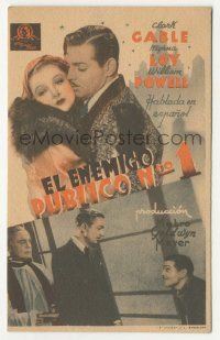 8s459 MANHATTAN MELODRAMA Spanish herald '34 Clark Gable, Myrna Loy & William Powell, different!