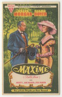 8s463 MAXIME Spanish herald '62 different art of Charles Boyer & pretty Michele Morgan!