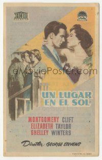 8s540 PLACE IN THE SUN Spanish herald '52 different art of Montgomery Clift, Liz Taylor & Winters!