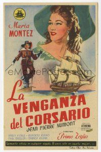 8s569 REVENGE OF THE PIRATES Spanish herald '51 different art of Maria Montez & Jean-Pierre Aumont!