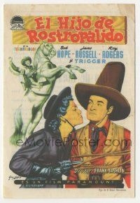 8s621 SON OF PALEFACE Spanish herald '52 Roy Rogers, Trigger, Bob Hope, Jane Russell, Solis art!