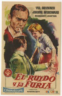 8s625 SOUND & THE FURY Spanish herald '59 Jano art of Yul Brynner with hair & Joanne Woodward!