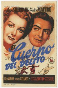 8s635 STELLA Spanish herald '52 different Soligo art of sexy Ann Sheridan & Victor Mature!