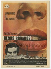 8s636 STOLEN KISSES Spanish herald '69 Francois Truffaut's Baisers Voles, sexy lips art!