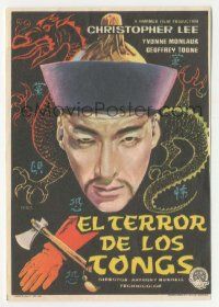8s661 TERROR OF THE TONGS Spanish herald '62 different Mac art of Asian villain Christopher Lee!