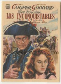 8s706 UNCONQUERED Spanish herald R66 art of Gary Cooper with gun by sexy Paulette Goddard!