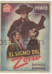 8s460 MARK OF ZORRO 4pg Spanish herald '44 masked hero Tyrone Power, Rathbone, Darnell, different!