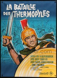 8t587 300 SPARTANS French 1p '63 Grinsson art of Richard Egan in the mighty battle of Thermopylae!