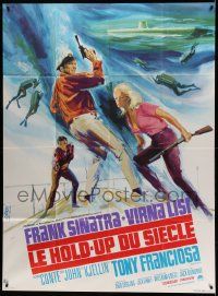 8t605 ASSAULT ON A QUEEN French 1p '67 different art of Frank Sinatra & sexy Virna Lisi by Landi!