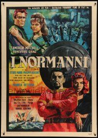 8t399 ATTACK OF THE NORMANS Italian 1p '62 great Favalli art of Cameron Mitchell & vikings!