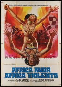 8t484 AFRICA NUDA AFRICA VIOLENTA Italian 2p '74 wild artwork of sexy native voodoo ritual!