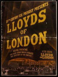 8t032 LLOYD'S OF LONDON pressbook '36 Freddie Bartholomew, Madeleine Carroll, Tyrone Power