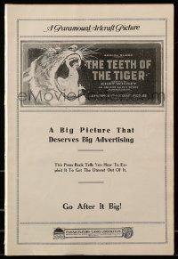 8t014 TEETH OF THE TIGER pressbook '19 David Powell as thief Arsene Lupin, 1st U.S. feature, lost!