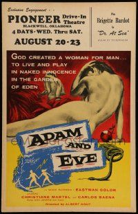 8t073 ADAM & EVE WC '58 sexiest art of naked man & woman in the Mexican Garden of Eden!