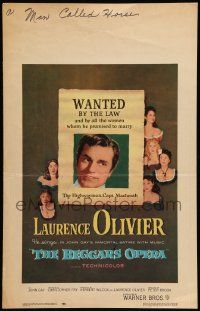 8t085 BEGGAR'S OPERA WC '53 Laurence Olivier is wanted by the law & all the women he proposed to!