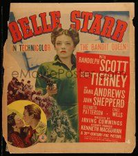8t086 BELLE STARR WC '41 sexy Gene Tierney close up with gun & about to kiss Randolph Scott!