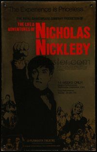 8t049 LIFE & ADVENTURES OF NICHOLAS NICKLEBY foil stage play WC '81 printed on gold foil!