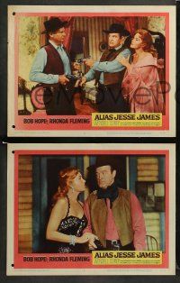 8w632 ALIAS JESSE JAMES 4 LCs '59 great images of wacky outlaw Bob Hope & sexy Rhonda Fleming!