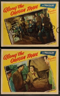 8w720 ALONG THE OREGON TRAIL 3 LCs '47 great images of Monte Hale & Adrian Booth in cowboy action!