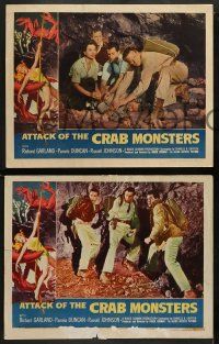 8w722 ATTACK OF THE CRAB MONSTERS 3 LCs '57 Roger Corman sci-fi/horror, classic border art!