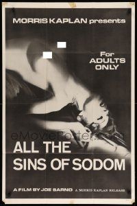 8y038 ALL THE SINS OF SODOM 1sh '68 Joe Sarno sexploitation, c/u of sexy naked woman!