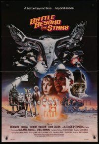 8y071 BATTLE BEYOND THE STARS 1sh '80 Richard Thomas, Robert Vaughn, Gary Meyer sci-fi art!