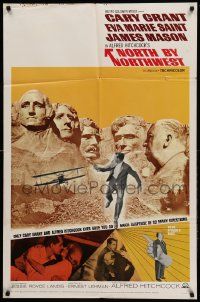 8y565 NORTH BY NORTHWEST 1sh R66 Cary Grant chased by cropduster by Mt. Rushmore, Hitchcock