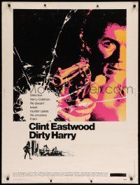 8z342 DIRTY HARRY 30x40 '71 great c/u of Clint Eastwood pointing gun, Don Siegel crime classic!