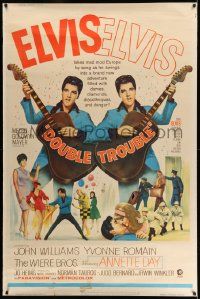 8z207 DOUBLE TROUBLE 40x60 '67 cool mirror image of rockin' Elvis Presley playing guitar!