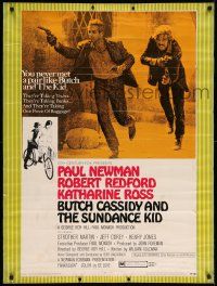 8z307 BUTCH CASSIDY & THE SUNDANCE KID style B 25x38 1sh '69 Paul Newman, Robert Redford, Ross!