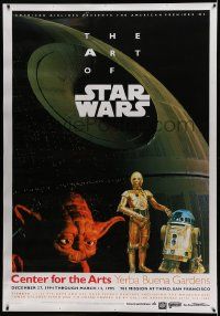 8z286 ART OF STAR WARS 47x68 museum/art exhibition '94 image of the Death Star, Yoda, C-3PO & R2!