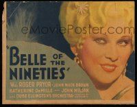 8z049 BELLE OF THE NINETIES jumbo WC '34 art of Mae West, who the whole country is talking about!