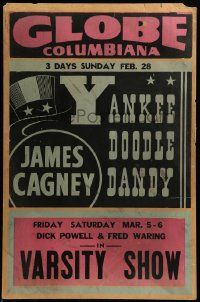 8z057 GLOBE COLUMBIANA local theater jumbo WC '43 James Cagney in Yankee Doodle Dandy!