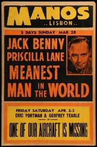 8z067 MANOS local theater jumbo WC '43 Jack Benny, Meanest Man in the World!