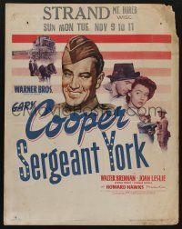 8z072 SERGEANT YORK jumbo WC '45 art of smiling Gary Cooper in uniform, Howard Hawks classic!