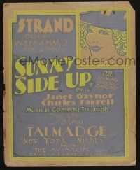 8z077 SUNNY SIDE UP/NEW YORK NIGHTS local theater jumbo WC '30s art of Janet Gaynor!