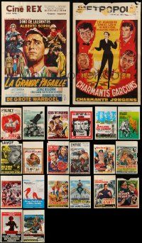 9a285 LOT OF 22 FORMERLY FOLDED BELGIAN POSTERS '50s-70s a variety of different images!