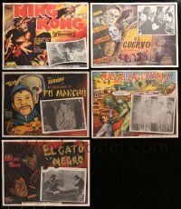 9a277 LOT OF 5 MEXICAN LOBBY CARDS '90s King Kong, Fu Manchu, Black Cat, This Island Earth!