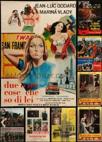 9a333 LOT OF 9 FORMERLY FOLDED ITALIAN PHOTOBUSTAS '60s-70s scenes from a variety of movies!