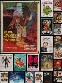 9a320 LOT OF 24 FORMERLY FOLDED FRENCH POSTERS '50s-70s a variety of different movie images!