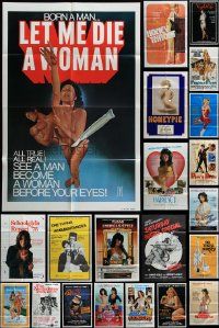 9a203 LOT OF 64 FOLDED SEXPLOITATION ONE-SHEETS '60s-80s variety of sexy images with some nudity!